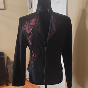 Chic Black Embroidered Jacket